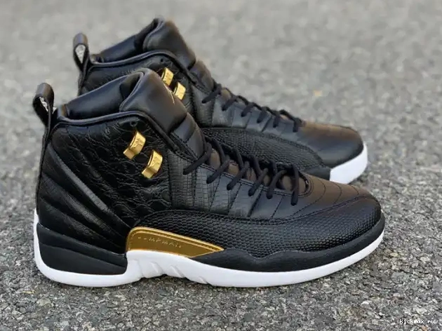 Rep Kickmax Air AO6068-007 Black 12 Gold-White Metallic Jordan Retro 'Reptile' 0512